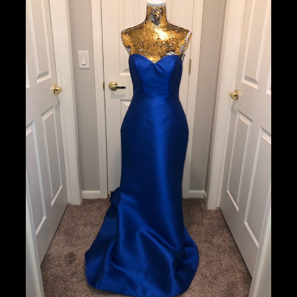 Blush Royal Blue Mermaid Evening Gown, Worn 1 time!